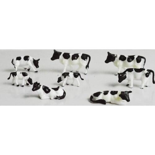 1:87 HO Scale Model Cows Miniature Farm Animal Model Cow for Model Railway Layout different Different postures 50pcs