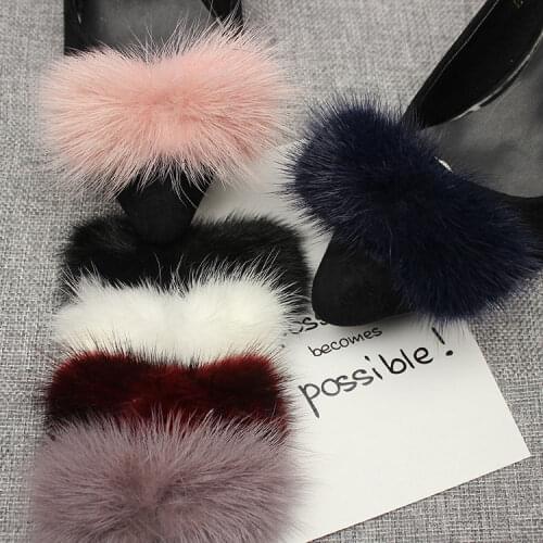 1pair mink fur shoes patch apliques de roupa applique sew on patches for clothing para vestuario