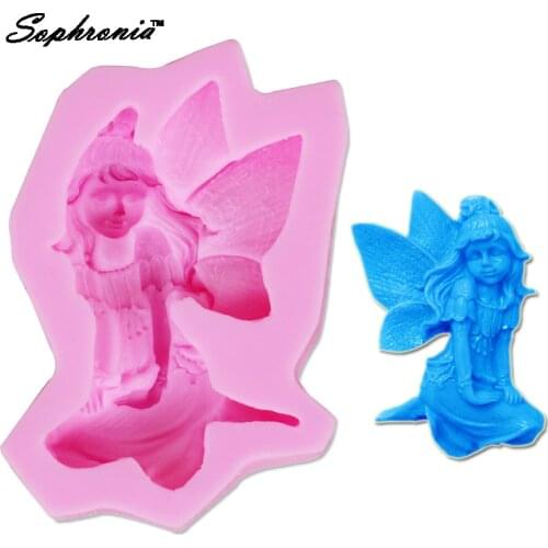 10PCS/SET M423 Cute fairy female angel beauty figure mold DIY Fondant Chocolate Sugar Craft Decorating Chocolate Mold 8.8*5CM