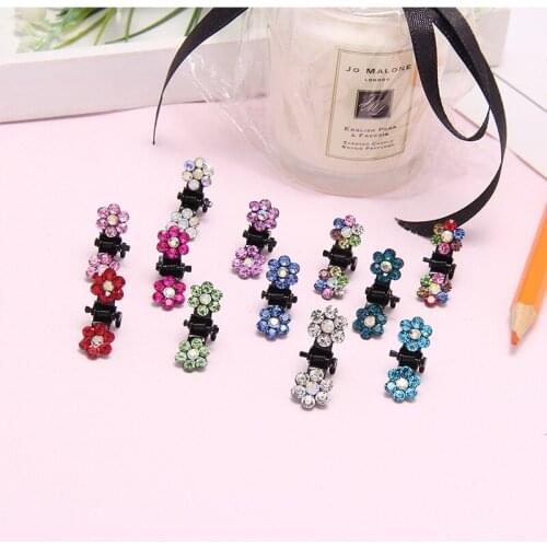 12PCS/Lot Fashion Girls Baby Flowers Metal Hair Claws Small Cute Crystal Hair Clips Hairstyle Hairpins Hair Oranment