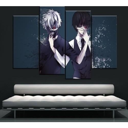 13 Styles Japan Anime Tokyo Ghoul 4 Pcs Modular Pictures Poster Wall Art Home Decor Canvas HD Print Paintings House Decoration