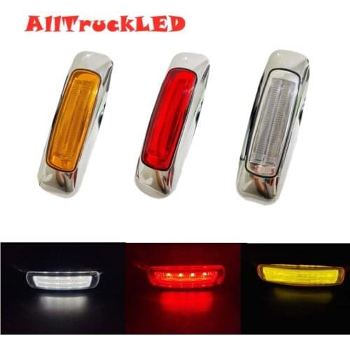2pcs 8LED 12V 24V Waterproof Side Taillights Side Marker Lights Electroplated Car External Lamp For Car Truck trailer lights