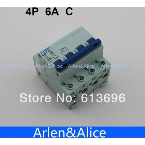 4P 6A 240V/415V Circuit breaker MCB C TYPE 4 Poles