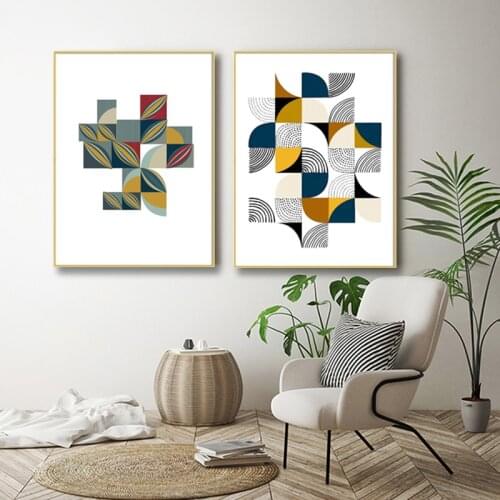 Abstract Simple Life Geometric Scandinavia Prints Poster Canvas Paintings POP Wall Art Pictures for Living Room Home Decor