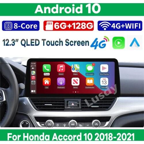 12.3" Android 10 Car Multimedia Player Radio GPS Navigation for Honda Accord 10 2018-2021 Stereo CarPlay WiFi 4G BT Touch Screen