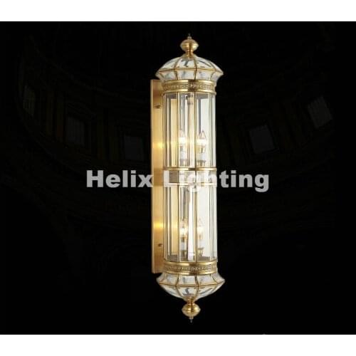 Free Shipping Retro Brass Lamp 110V~220V Indoor/Outdoor Brass Wall Lighting D25cm H70cm/100cm Antique Bronze Living Room Lights