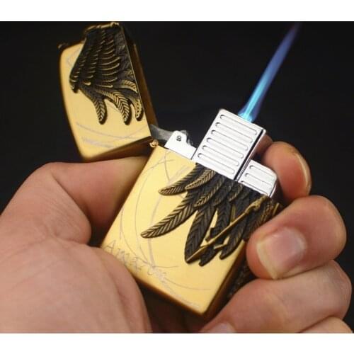 Goddess of War Patten Straight Into The Blue Fmale Lighter Electroplat Inflatable Brushed Metal Encendedor Ciagrette Isqueiro