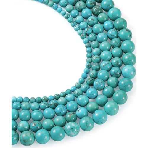 5Strands Natural Turquoise Beads Round Loose Stone Bead For Jewelry Making Findings DIY Bracelet Earrings Accessories 4/6/8/10mm
