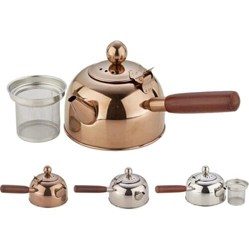 500ML/680ML Tea Kettle Stainless Steel Wooden Handle Tea Pot Boiling Water Wear-resistant And Durable Water Pot Home Tea Tools