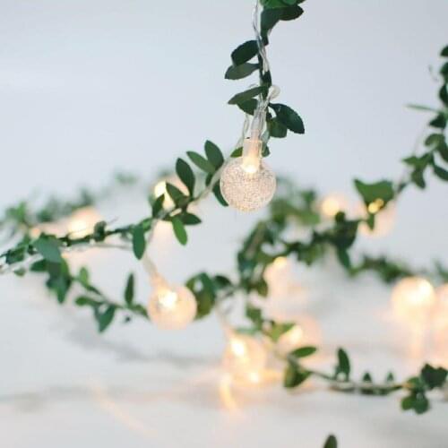 String Lights Green Leaf Garland Vine Fairy Tale Light 4.5v 2/3/4/6M Flexible Copper Battery-powered Party Home Decoration
