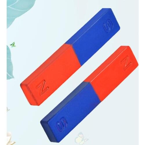 2Pcs/Set Physics Experiment Pole Teaching Tool Red Blue Painted N/S Bar Magnet
