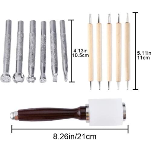 Leather Stamp Tools,Carving Hammer Stamp Punch Set and Tracing Pen Working Saddle Making Tools for Leather Craft DIY