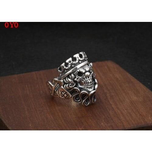 International Standard S925 Sterling Silver Jewelry Ring Thai Silver Personality Trend Creative Fun Skull Fashion Mens Ring