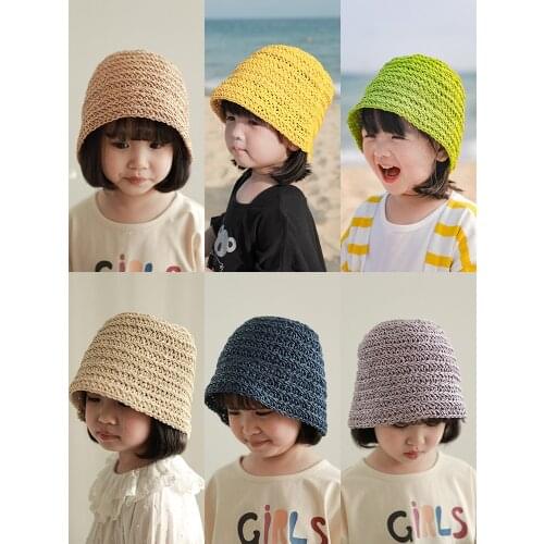 Girls' Sweet Hats Summer New Babys Solid Color Beach Hats Fashion and Leisure Sunshade Hats