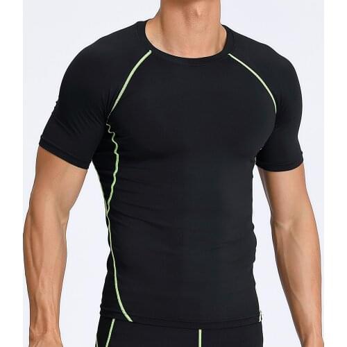 2021 Polyester Gym Sport Shirt T Shirt Men Short Sleeve Running Workout Shirt Men Gym Clothing Top T Shirt for Men Sport T Shirt