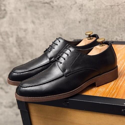 Men Shoes Fashion Mens Oxfords Vintage Casual Leather Shoes Lace-up Formal Shoes Male Gentleman Footwear Comfy Plus Size 38-47