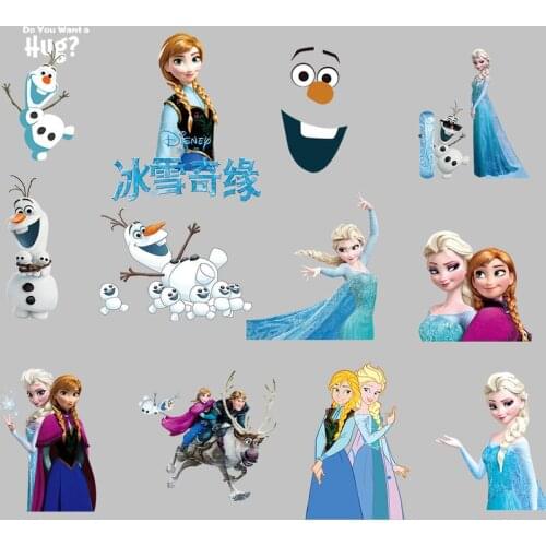 Anime Appliques Movie Frozen Elsa Anna Cartoon Patches for Clothing Iron on Patches Eco-Friendly Clothes Heat Transfer Stickers
