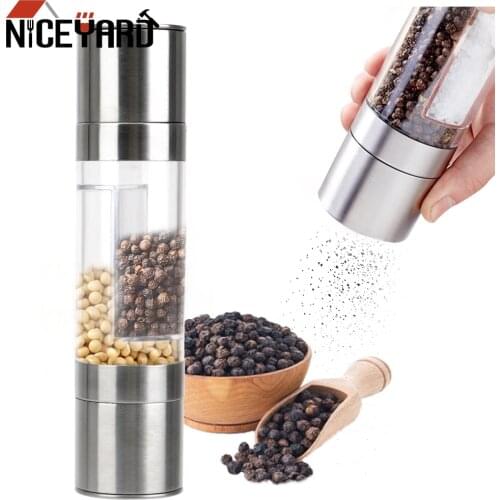NICEYARD Pepper Grinder 2 in 1 Stainless Steel Manual Salt Pepper Mill Grinder Seasoning Grinding for Cooking Restaurants