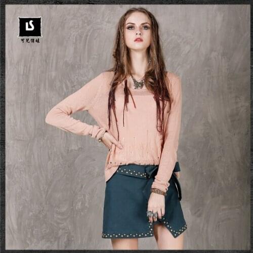 2017 new autumn women knitted sweater lose casual hollow out knitwear full sleeve vintage style pullovers outer wear female tops