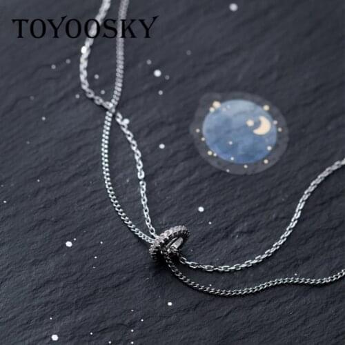 TOYOOSKY Newest 925 Sterling Silver Necklace Choker Fashion Round Wheel Shape Pendant for Sexy Women
