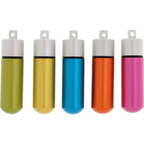 Outdoor Camping 5 Pieces Mini Capsule Case Seal Box Cache Tablets Holder Container Keychain for Hiking Hunting Fishing Accessory