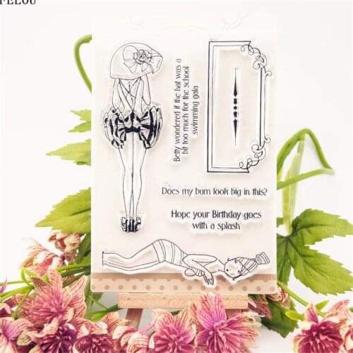 PANFELOU Summer girl Transparent Silicone Rubber Clear Stamps cartoon for Scrapbooking/DIY Easter wedding album