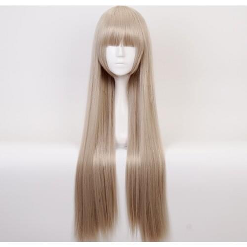 Kakegurui xx Momobami Ririka Cosplay Wig Grey Long Straight Heat Resistant Synthetic Hair Wig Women Costume Play Wigs + Wig Cap