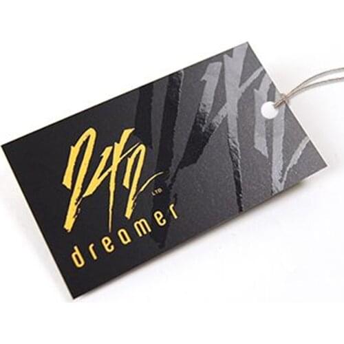 Personalized Black Paper Gold Foil Garment Hang Tag