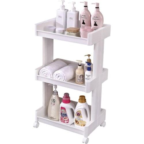 Trolley Rack Plastic Toilet Living Room Storage Rack Multi-layer Kitchen Movable Storage Rack Landing