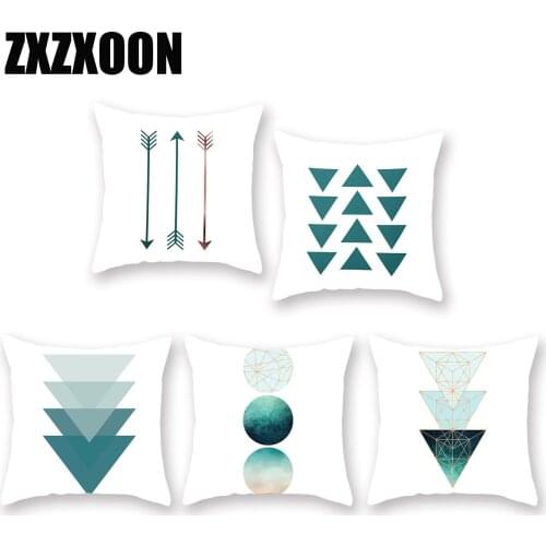 Nordic Style Polyester Throw Pillows Case Green Wave Stripe Simple Geometric Cushion Cover Cojines Funda 45x45cm