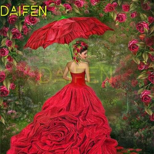 Full Square Diamond embroidery Umbrella DIY Diamond painting Cross stitch rose Garden Full Round Diamond mosaic Woman long dress