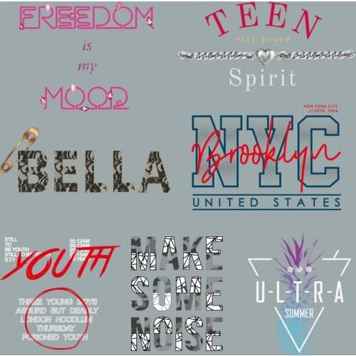 Simple Color Letter Pattern On Clothes Applique Decor Stickers Printed Decoration Heat Transfer PVC Patch Heat-sensitive Patches