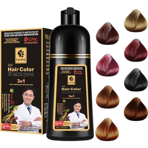 500ml Permanent Black Hair Shampoo Organic Natural Fast Hair Dye Plant Essence Black Hair Color Dye Shampoo For Women Men