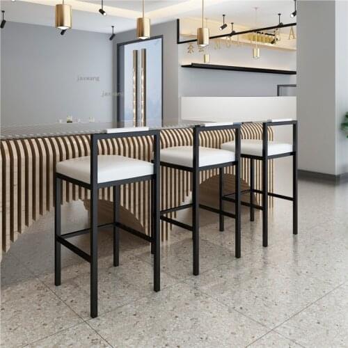 Nordic Leather Living Room Bar Stool Modern Minimalist Household Restaurant High Barstool Kitchen Coffee Shop Backrest Bar Chair