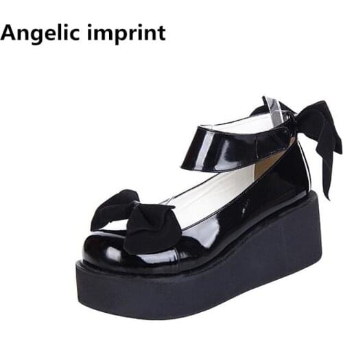 Angelic imprint woman mori girl lolita cosplay shoes lady high wedges heels pumps women princess dress party shoes 6.5cm 33-47