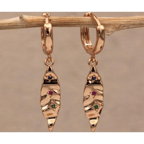 Dangle Drop Earrings White Cubic Zirconia Gold Plated Copper Earring For Women Fashion Jewelry Accessories Wedding Anniversary