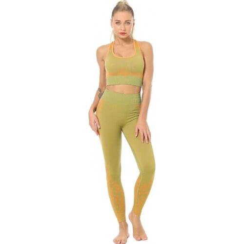 Women Fitness Clothing Seamless Sportswear Set Cropped Top And Yoga Leggings Gym Sport Suit For Workout