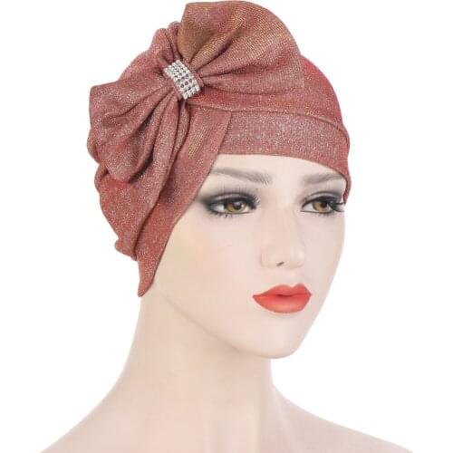 2021 New Bow-knot Turban Caps For Women Muslim Headwear Hijab Bonnet Indian Hat islamic Female Headwrap Chemo Cap Turbante Mujer