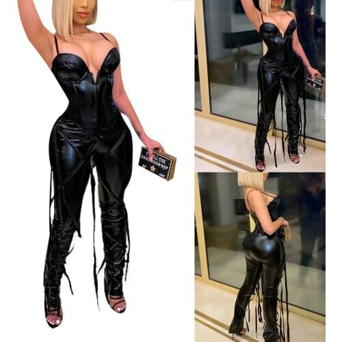 Womens Solid Color PU Leather Vest Tops, Sleeveless Low V-neck Back Zipper Closure Asymmetric Sling Tops