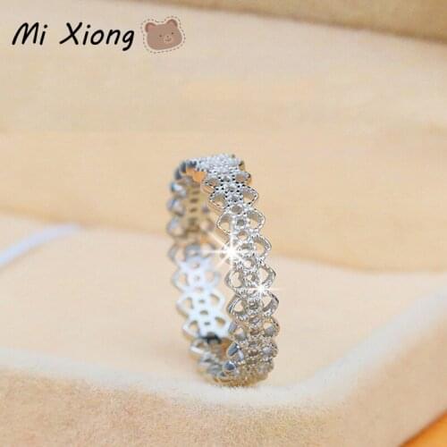Mi Xiong 925 Sterling Silver Craft Hollow Geometric Creative Rings for Women Bohemian Charm Party Anniversary Gift Brand Jewelry