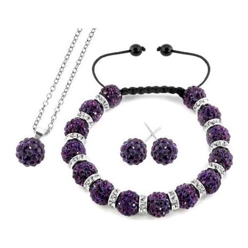 10mm fasyh35ot mixed AB clay Crystal crystal set Bracelet earring necklace women men Bangles silver plated chain