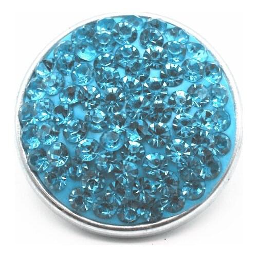10pcs/lot 18mm Blue Full Rhinestones Crystal Snap Button With Copper Buttons For Snap Bracelets Necklace Pendant DIY Jewelry