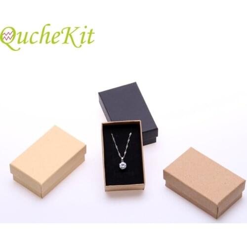 24Pcs Retro Necklace Jewelry Cardboard Box Rectangle Kraft Paper Jewelry Set Gift Box For Ring Earring Display Hoder With Sponge