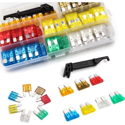 242pcs 5A/7.5A/10A/15A/ 20A/25A/30A Medium/Small Size Low Profile Fuse Blade Type Auto Car Fuses Mixed Kit with Black Fuse Key