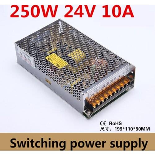 250W Switching LED Power Supply 24V 10A AC 90-240V to DC 24V Led Driver adapter for Led Strips ,CCTV, Industry (s-250-24)