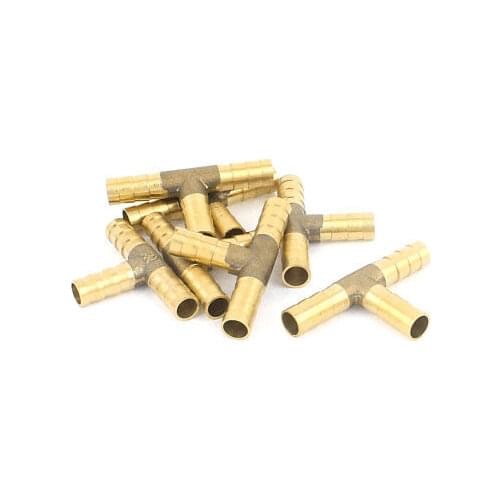 7Pcs 3 Way T-Shaped 8.5mm Tube Connector Brass Fuel Hose Barb Fittings