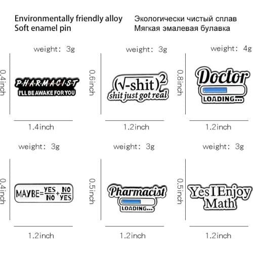 Mathematical sciences brooch custom chemical chemist equation lapel pin brooch bag black and white badges jewelry students prese