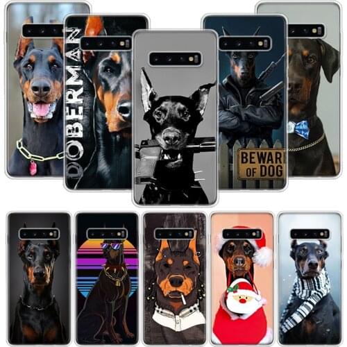 Doberman Animal Dog Phone Case For Samsung Galaxy S10 S20 S21 S9 S8 S7 Note 10 20 9 8 FE J4 J6 Ultra Plus Lite Pro + Edge Cover