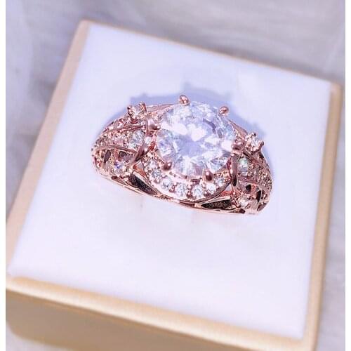 European And American Fashion Ring Rose Gold Zircon Ring Noble Elegant Jewelry Exquisite Luxury Jewelry Gift Free Shipping