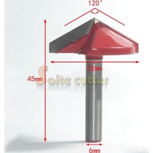 2pcs Router CNC Engraving V Groove 3D Bit 6mm x 32mm x120 Degree